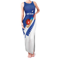 Custom New Zealand Cricket Family Matching Tank Maxi Dress and Hawaiian Shirt Kiwi Birds Haka Dance Blue Fern Sporty Style LT03 Mom's Dress Blue - Polynesian Pride