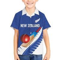 Custom New Zealand Cricket Family Matching Tank Maxi Dress and Hawaiian Shirt Kiwi Birds Haka Dance Blue Fern Sporty Style LT03 Son's Shirt Blue - Polynesian Pride