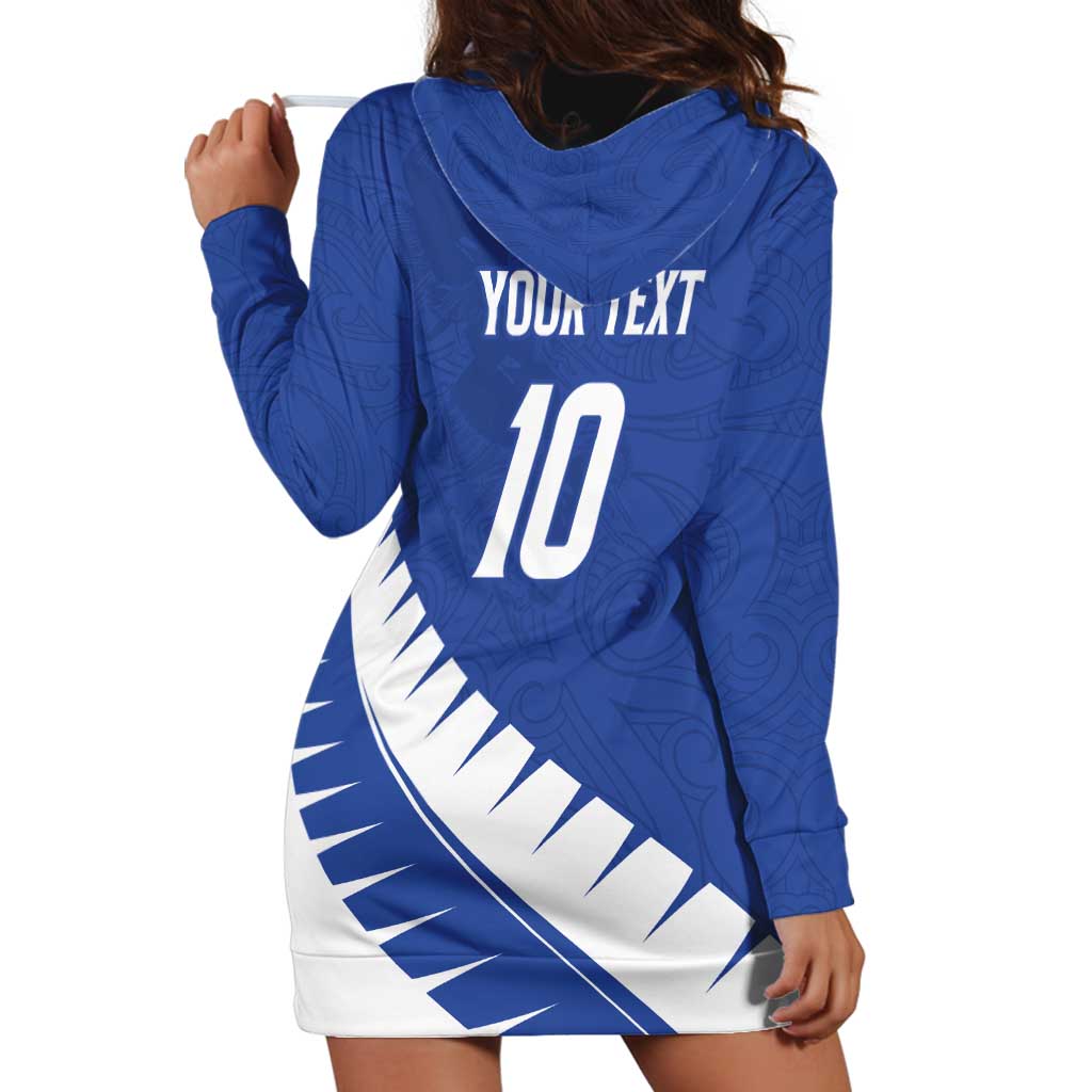 Custom New Zealand Cricket Hoodie Dress Kiwi Birds Haka Dance Blue Fern Sporty Style LT03 - Polynesian Pride