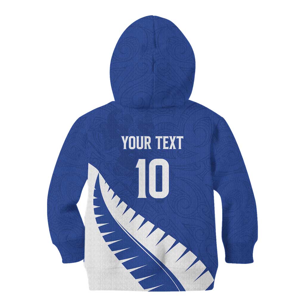 Custom New Zealand Cricket Kid Hoodie Kiwi Birds Haka Dance Blue Fern Sporty Style LT03 - Polynesian Pride