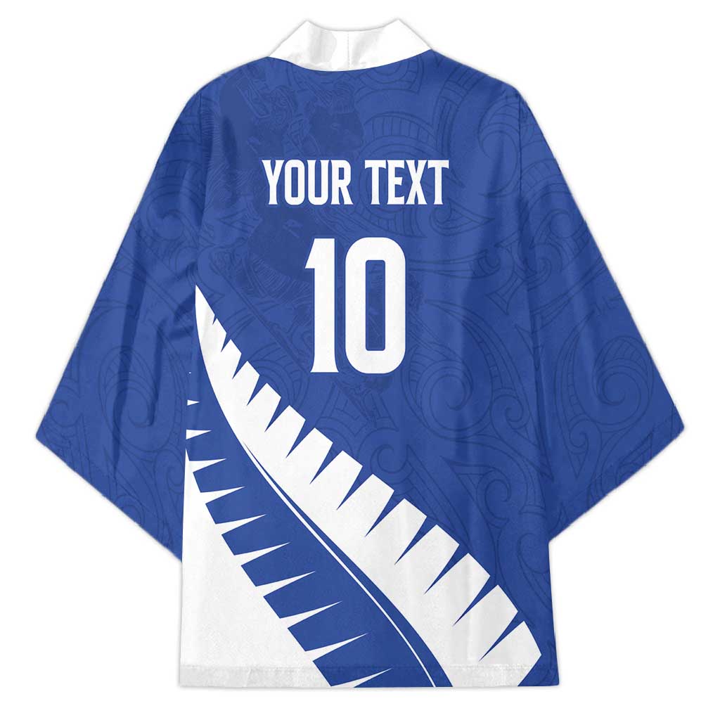 Custom New Zealand Cricket Kimono Kiwi Birds Haka Dance Blue Fern Sporty Style LT03 - Polynesian Pride
