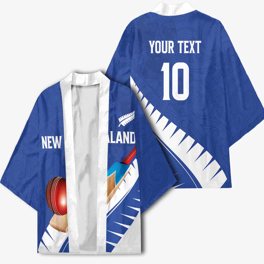 Custom New Zealand Cricket Kimono Kiwi Birds Haka Dance Blue Fern Sporty Style LT03 - Polynesian Pride