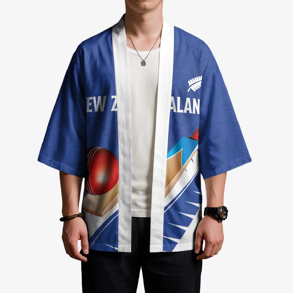 Custom New Zealand Cricket Kimono Kiwi Birds Haka Dance Blue Fern Sporty Style LT03 - Polynesian Pride