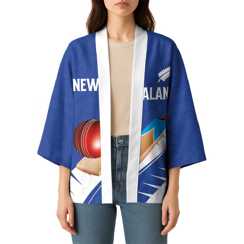 Custom New Zealand Cricket Kimono Kiwi Birds Haka Dance Blue Fern Sporty Style LT03 - Polynesian Pride