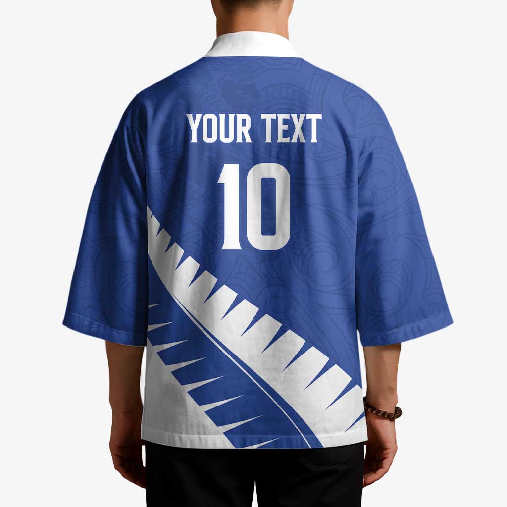 Custom New Zealand Cricket Kimono Kiwi Birds Haka Dance Blue Fern Sporty Style LT03 - Polynesian Pride
