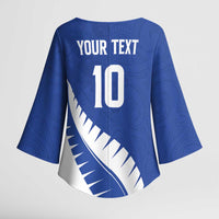 Custom New Zealand Cricket Kimono Sleeve Blouse Kiwi Birds Haka Dance Blue Fern Sporty Style LT03 - Polynesian Pride