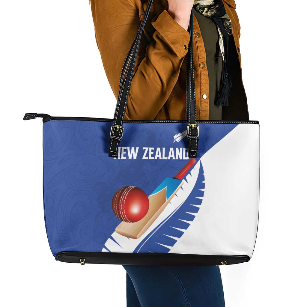New Zealand Cricket Leather Tote Bag Kiwi Birds Haka Dance Blue Fern Sporty Style LT03 - Polynesian Pride