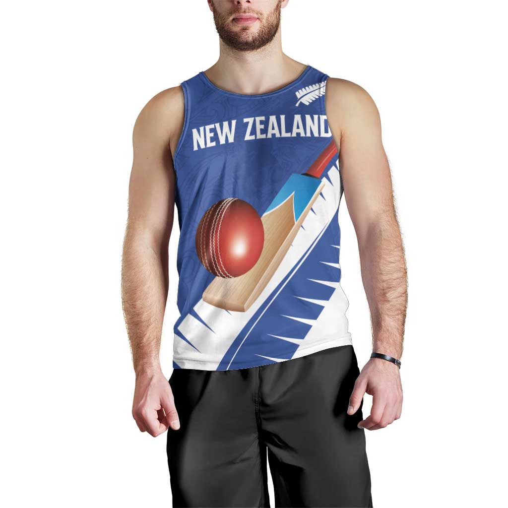 Custom New Zealand Cricket Men Tank Top Kiwi Birds Haka Dance Blue Fern Sporty Style LT03 - Polynesian Pride