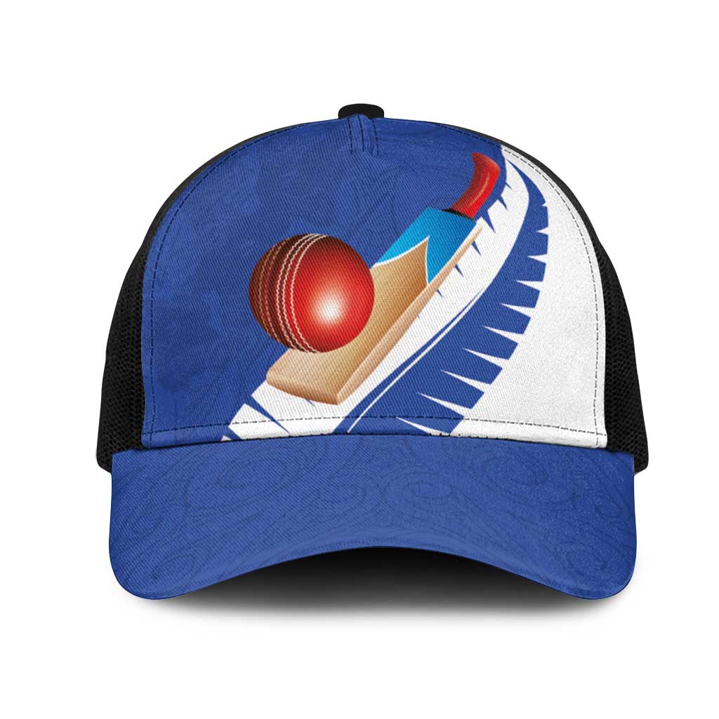 New Zealand Cricket Mesh Trucker Cap Kiwi Birds Haka Dance Blue Fern Sporty Style LT03 One Size Black Blue - Polynesian Pride