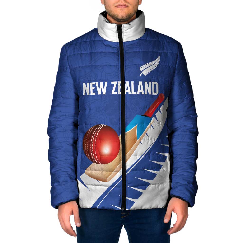 Custom New Zealand Cricket Padded Jacket Kiwi Birds Haka Dance Blue Fern Sporty Style LT03 Men Blue - Polynesian Pride