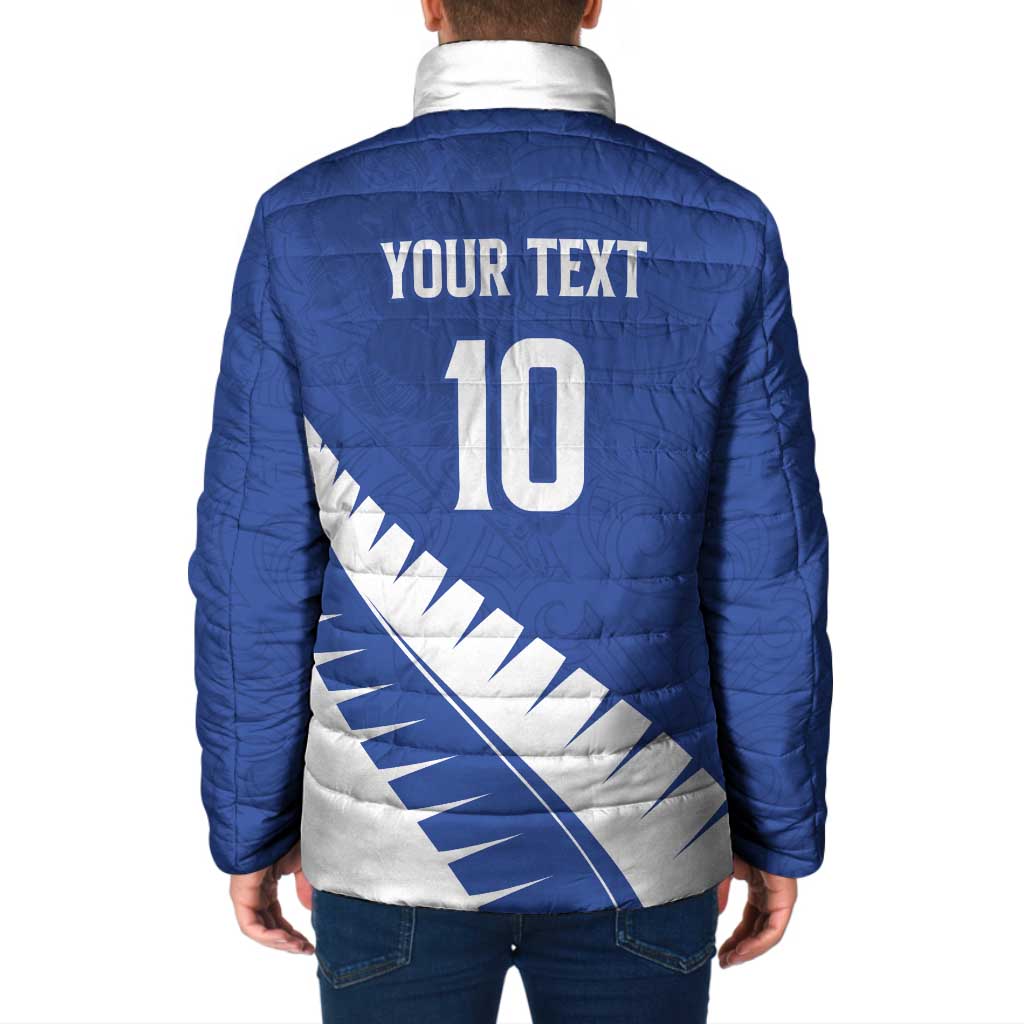 Custom New Zealand Cricket Padded Jacket Kiwi Birds Haka Dance Blue Fern Sporty Style LT03 - Polynesian Pride