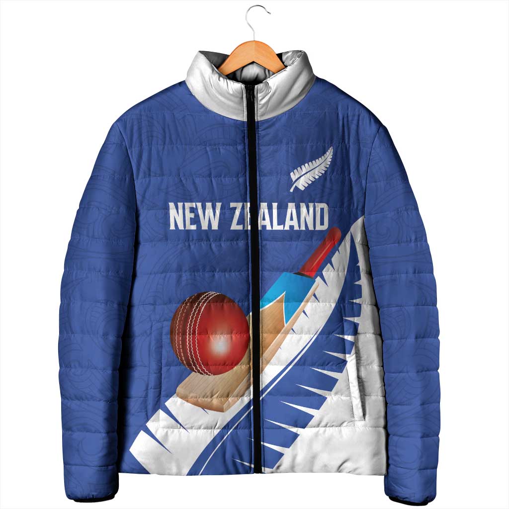 Custom New Zealand Cricket Padded Jacket Kiwi Birds Haka Dance Blue Fern Sporty Style LT03 - Polynesian Pride