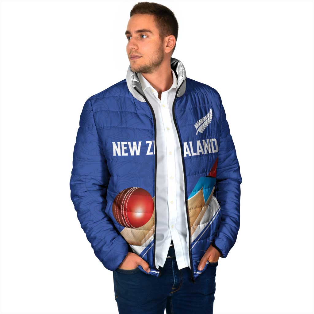 Custom New Zealand Cricket Padded Jacket Kiwi Birds Haka Dance Blue Fern Sporty Style LT03 - Polynesian Pride