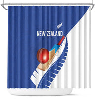 New Zealand Cricket Shower Curtain Kiwi Birds Haka Dance Blue Fern Sporty Style LT03 Blue - Polynesian Pride