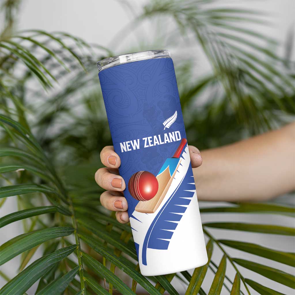Custom New Zealand Cricket Skinny Tumbler Kiwi Birds Haka Dance Blue Fern Sporty Style LT03 - Polynesian Pride