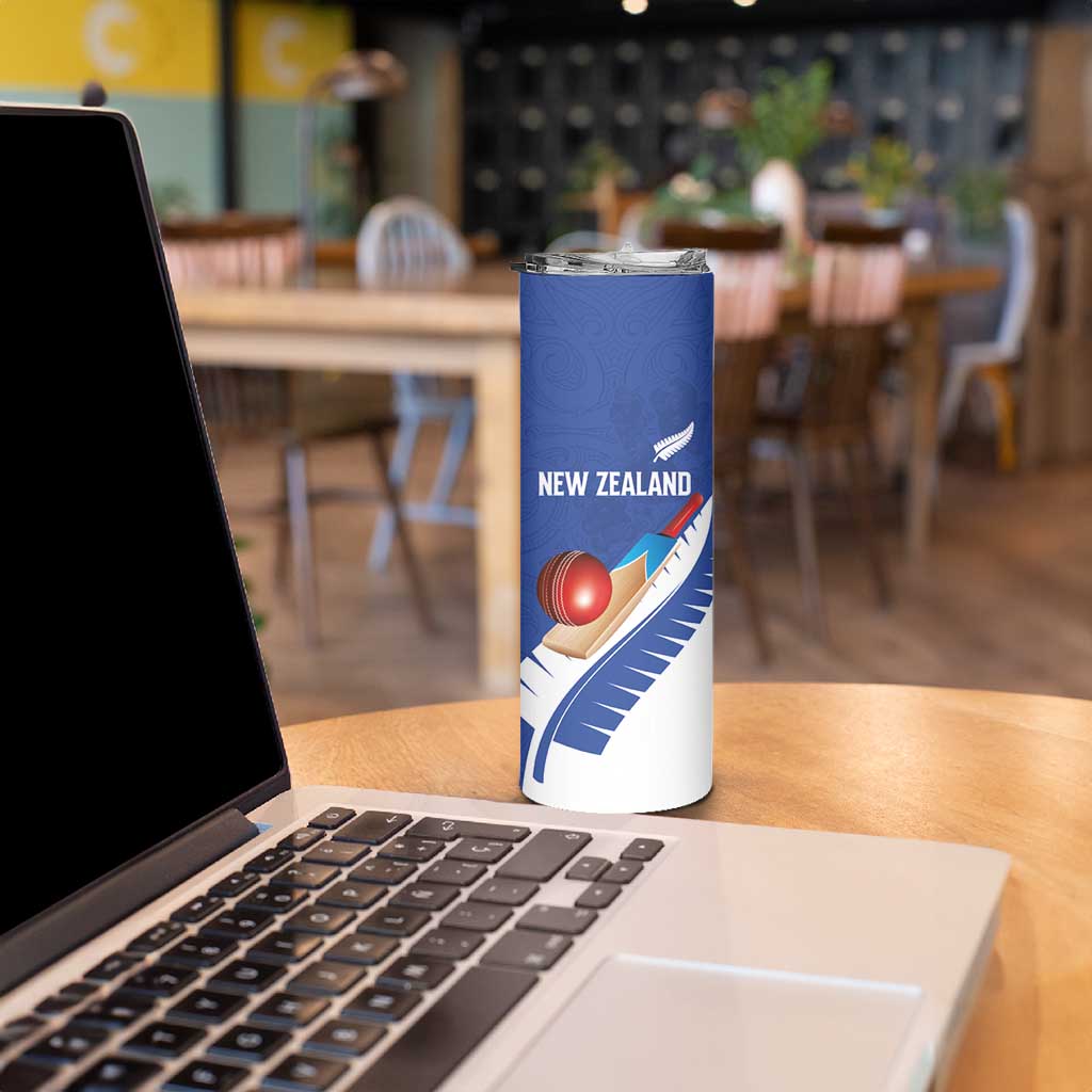 Custom New Zealand Cricket Skinny Tumbler Kiwi Birds Haka Dance Blue Fern Sporty Style LT03 - Polynesian Pride