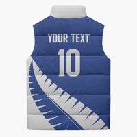 Custom New Zealand Cricket Sleeveless Puffer Jacket Kiwi Birds Haka Dance Blue Fern Sporty Style LT03 - Polynesian Pride