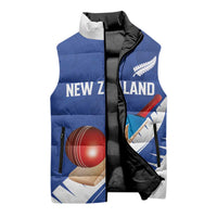 Custom New Zealand Cricket Sleeveless Puffer Jacket Kiwi Birds Haka Dance Blue Fern Sporty Style LT03 - Polynesian Pride