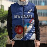 Custom New Zealand Cricket Sleeveless Puffer Jacket Kiwi Birds Haka Dance Blue Fern Sporty Style LT03 - Polynesian Pride
