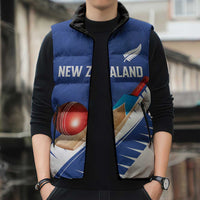 Custom New Zealand Cricket Sleeveless Puffer Jacket Kiwi Birds Haka Dance Blue Fern Sporty Style LT03 - Polynesian Pride