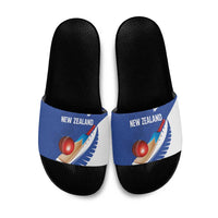 New Zealand Cricket Slide Sandals Kiwi Birds Haka Dance Blue Fern Sporty Style LT03 Blue - Polynesian Pride