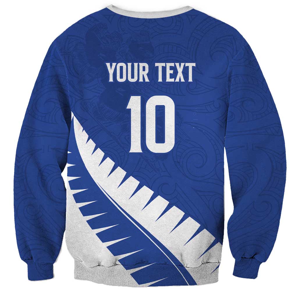 Custom New Zealand Cricket Sweatshirt Kiwi Birds Haka Dance Blue Fern Sporty Style LT03 - Polynesian Pride