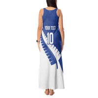 Custom New Zealand Cricket Tank Maxi Dress Kiwi Birds Haka Dance Blue Fern Sporty Style LT03 - Polynesian Pride