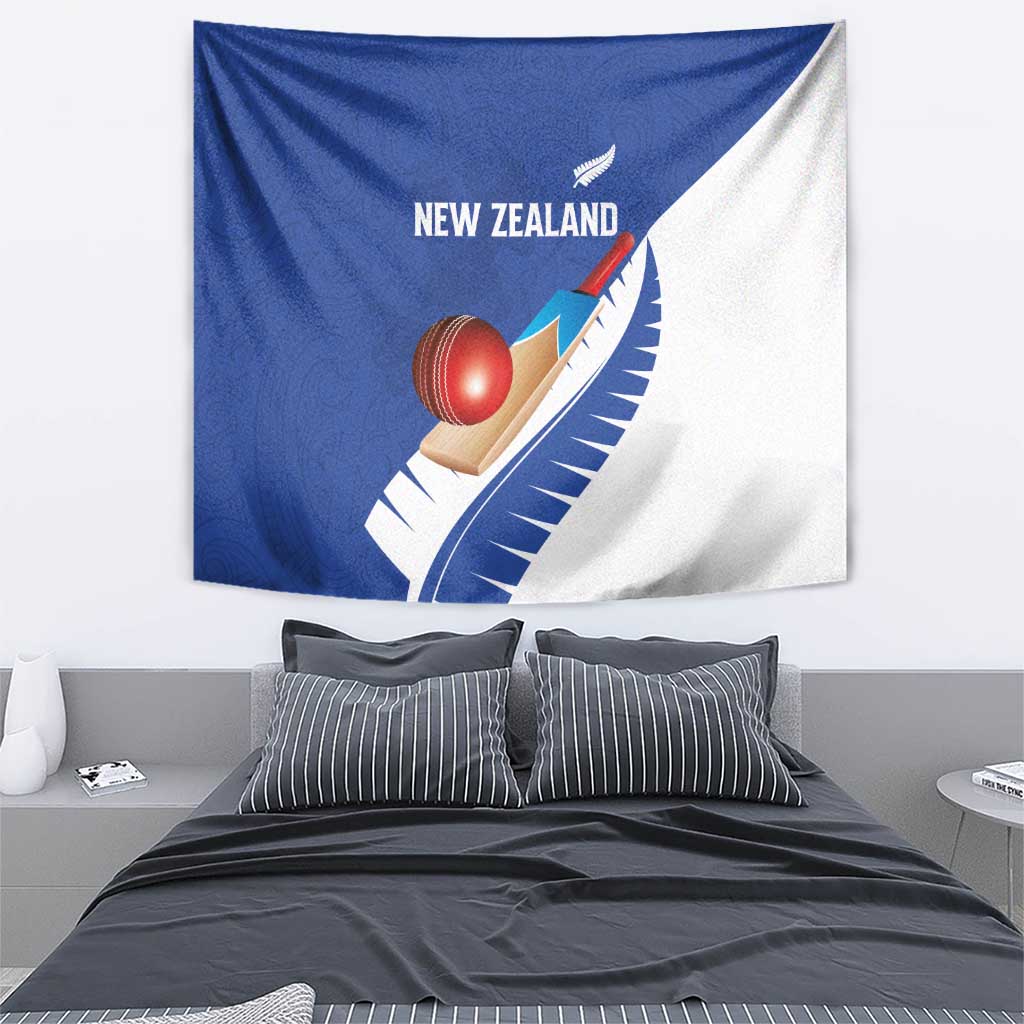 New Zealand Cricket Tapestry Kiwi Birds Haka Dance Blue Fern Sporty Style