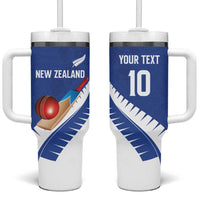 Custom New Zealand Cricket Tumbler With Handle Kiwi Birds Haka Dance Blue Fern Sporty Style LT03 One Size: 40 oz Blue - Polynesian Pride
