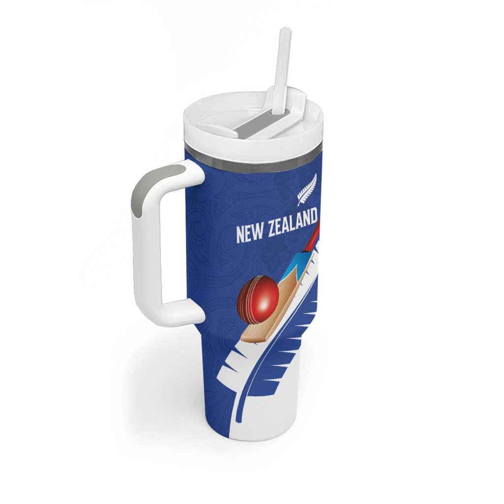 Custom New Zealand Cricket Tumbler With Handle Kiwi Birds Haka Dance Blue Fern Sporty Style LT03 - Polynesian Pride