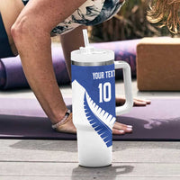 Custom New Zealand Cricket Tumbler With Handle Kiwi Birds Haka Dance Blue Fern Sporty Style LT03 - Polynesian Pride