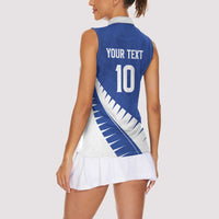 Custom New Zealand Cricket Women Sleeveless Polo Shirt Kiwi Birds Haka Dance Blue Fern Sporty Style LT03 - Polynesian Pride