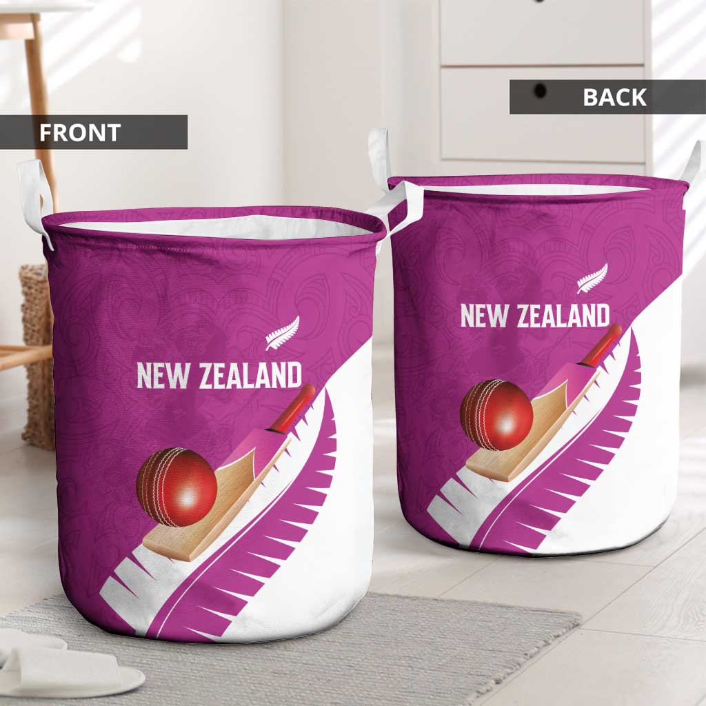 New Zealand Cricket Laundry Basket Kiwi Birds Haka Dance Pink Fern Sporty Style LT03 - Polynesian Pride