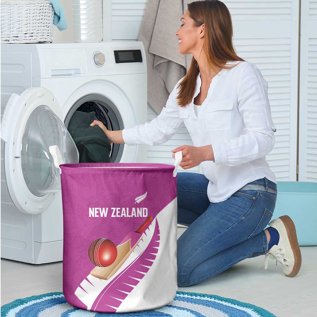 New Zealand Cricket Laundry Basket Kiwi Birds Haka Dance Pink Fern Sporty Style LT03 - Polynesian Pride