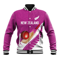 Custom New Zealand Cricket Baseball Jacket Kiwi Birds Haka Dance Pink Fern Sporty Style LT03 Unisex Pink - Polynesian Pride