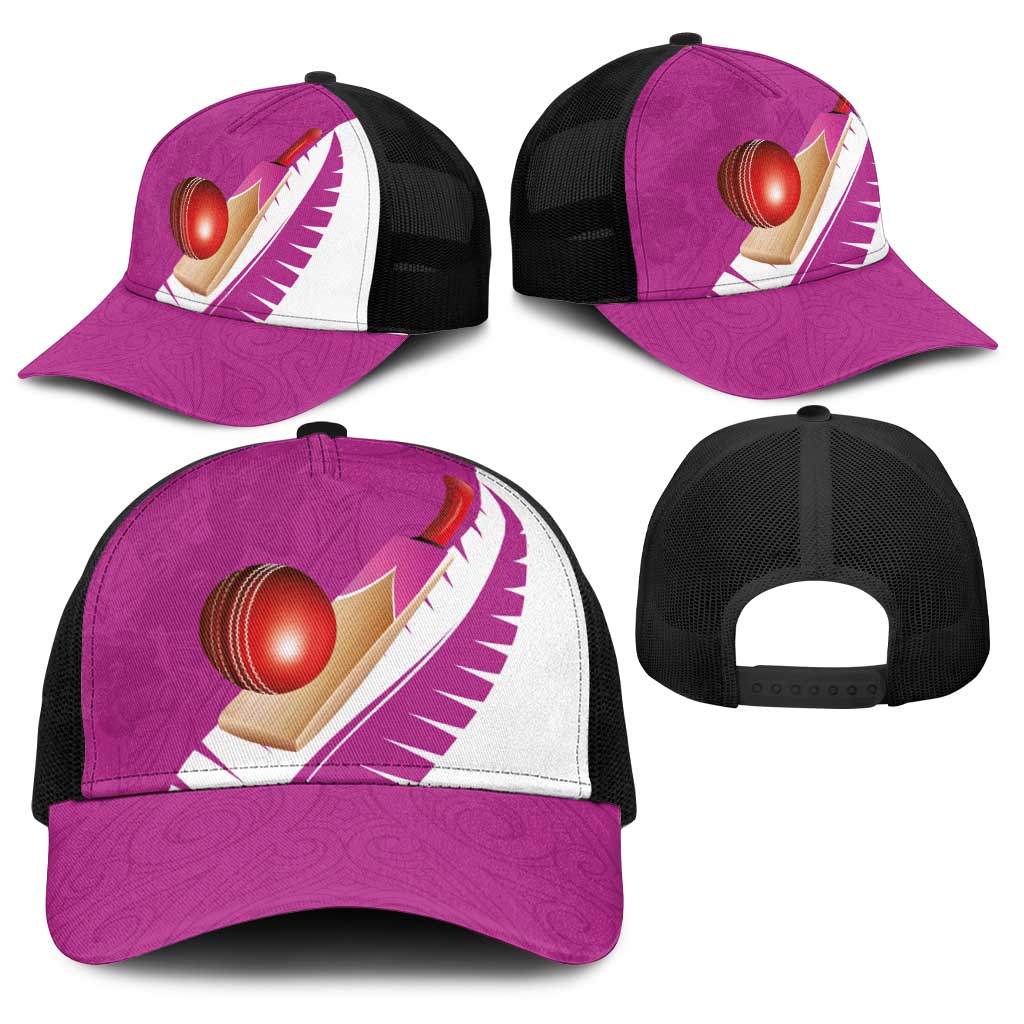 New Zealand Cricket Baseball Net Cap Kiwi Birds Haka Dance Pink Fern Sporty Style LT03 - Polynesian Pride