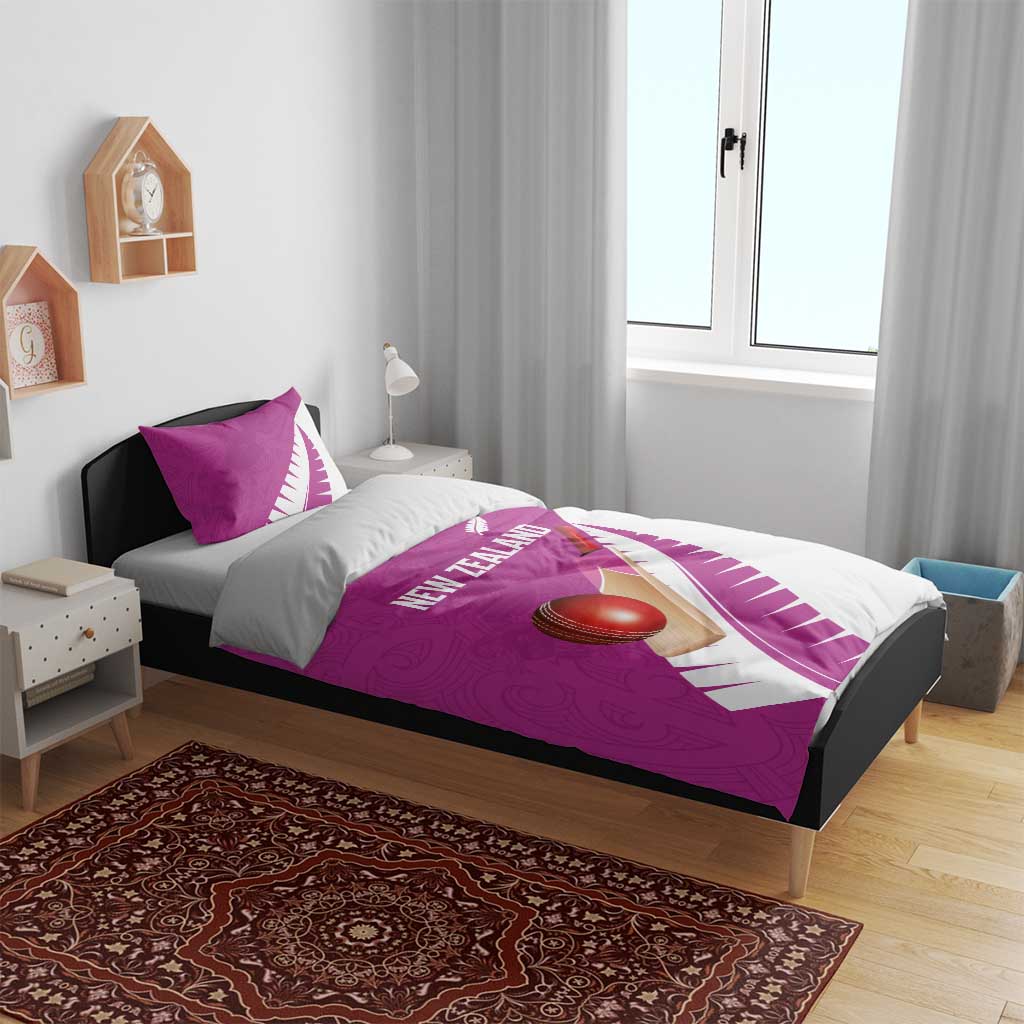 New Zealand Cricket Bedding Set Kiwi Birds Haka Dance Pink Fern Sporty Style LT03 - Polynesian Pride
