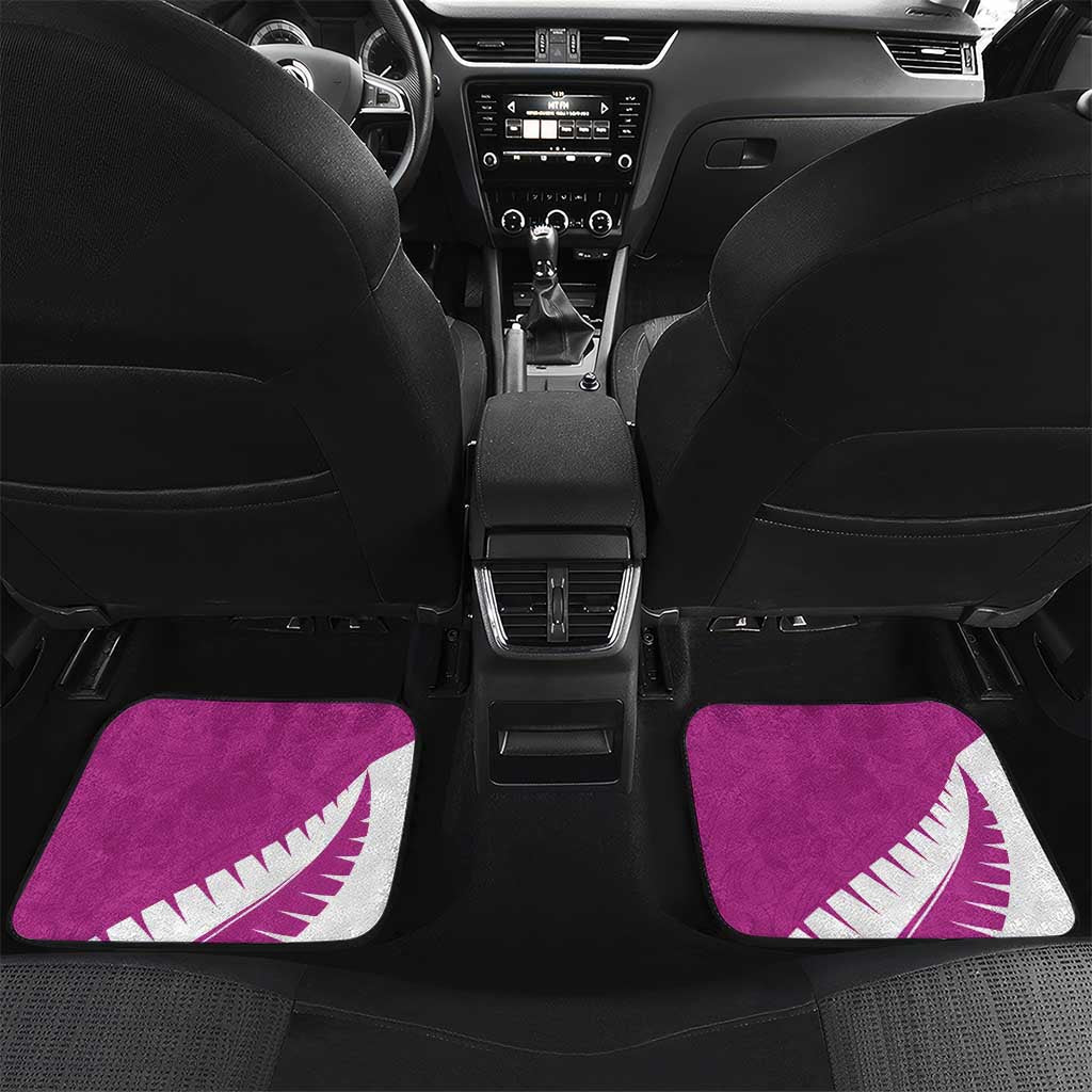 Custom New Zealand Cricket Car Mats Kiwi Birds Haka Dance Pink Fern Sporty Style LT03 Set 2pcs - Back Pink - Polynesian Pride