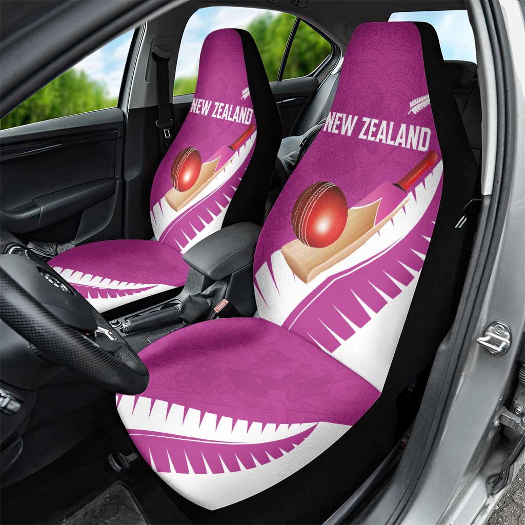 New Zealand Cricket Car Seat Cover Kiwi Birds Haka Dance Pink Fern Sporty Style LT03 - Polynesian Pride