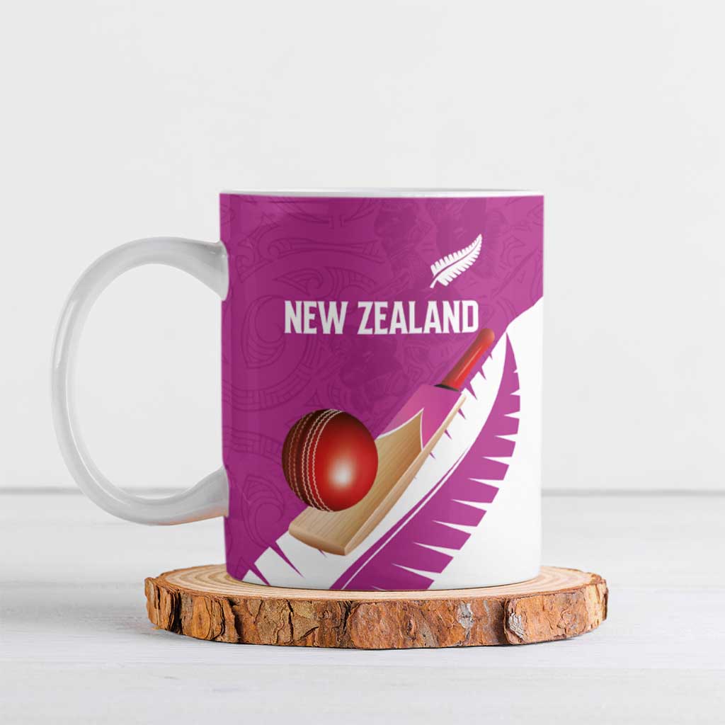 Custom New Zealand Cricket Ceramic Mug Kiwi Birds Haka Dance Pink Fern Sporty Style LT03 Pink - Polynesian Pride