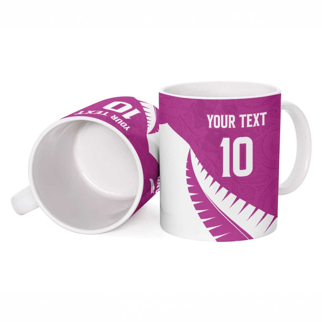 Custom New Zealand Cricket Ceramic Mug Kiwi Birds Haka Dance Pink Fern Sporty Style LT03 - Polynesian Pride