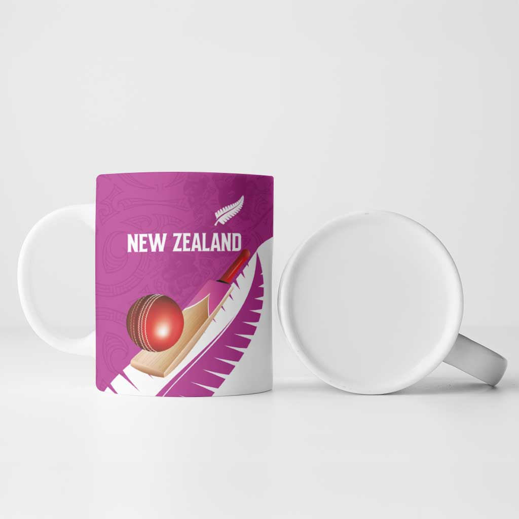 Custom New Zealand Cricket Ceramic Mug Kiwi Birds Haka Dance Pink Fern Sporty Style LT03 - Polynesian Pride