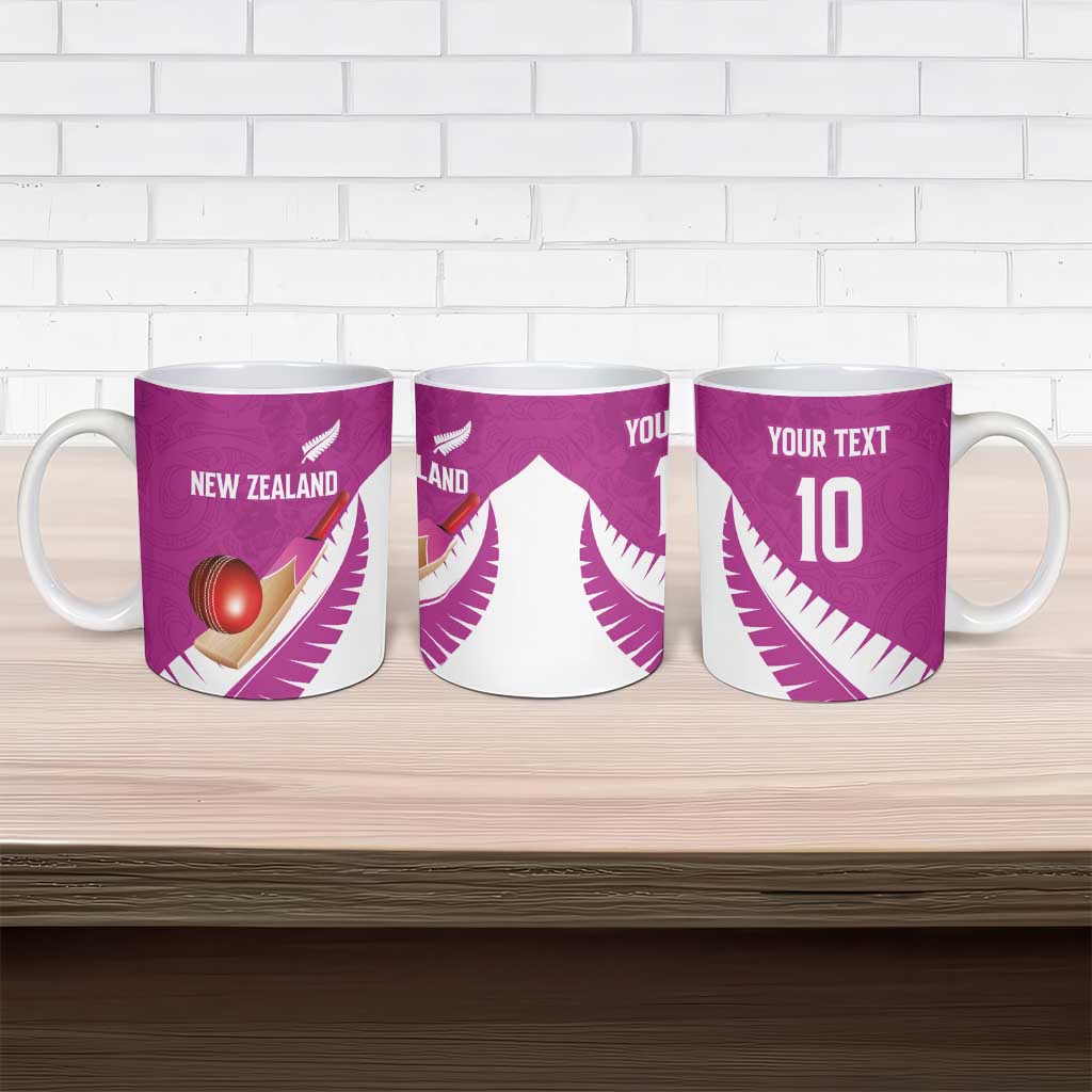 Custom New Zealand Cricket Ceramic Mug Kiwi Birds Haka Dance Pink Fern Sporty Style LT03 - Polynesian Pride
