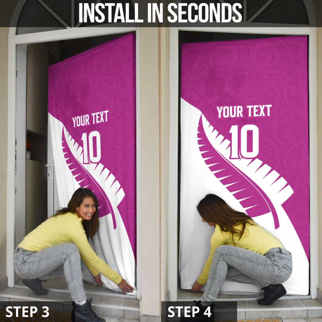 Custom New Zealand Cricket Door Cover Kiwi Birds Haka Dance Pink Fern Sporty Style LT03 - Polynesian Pride