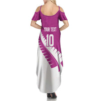 Custom New Zealand Cricket Family Matching Summer Maxi Dress and Hawaiian Shirt Kiwi Birds Haka Dance Pink Fern Sporty Style LT03 - Polynesian Pride