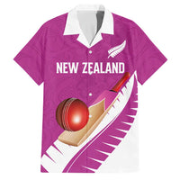 Custom New Zealand Cricket Family Matching Tank Maxi Dress and Hawaiian Shirt Kiwi Birds Haka Dance Pink Fern Sporty Style LT03 Dad's Shirt - Short Sleeve Pink - Polynesian Pride
