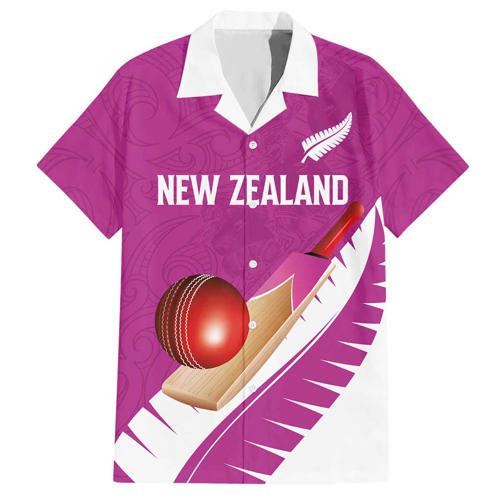 Custom New Zealand Cricket Hawaiian Shirt Kiwi Birds Haka Dance Pink Fern Sporty Style LT03 Pink - Polynesian Pride