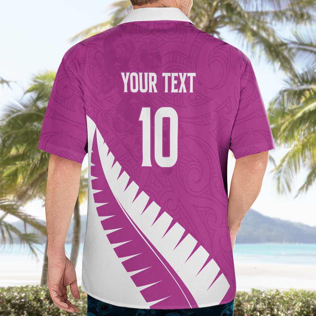 Custom New Zealand Cricket Hawaiian Shirt Kiwi Birds Haka Dance Pink Fern Sporty Style LT03 - Polynesian Pride