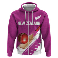 Custom New Zealand Cricket Hoodie Kiwi Birds Haka Dance Pink Fern Sporty Style LT03 Zip Hoodie Pink - Polynesian Pride