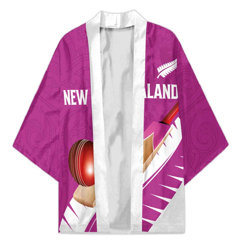 Custom New Zealand Cricket Kimono Kiwi Birds Haka Dance Pink Fern Sporty Style LT03 Unisex Pink - Polynesian Pride